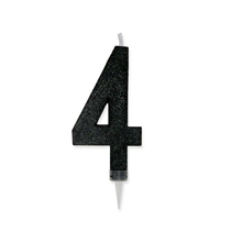 CANDELINA NUMERO 4 MAX CERA SWEETY NERO GLITTER