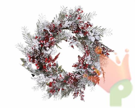 FUORIPORTA INNEVATO D. 40CM CON BACCHE ROSSE