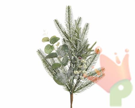 RAMO VERDE CON BACCHE BIANCHE 8X20X50 CM