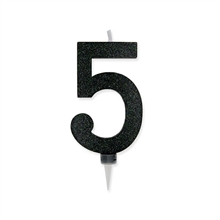 CANDELINA NUMERO 5 MAX CERA SWEETY NERO GLITTER