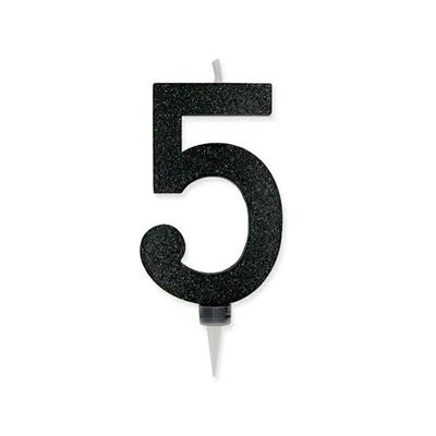 CANDELINA NUMERO 5 MAX CERA SWEETY NERO GLITTER