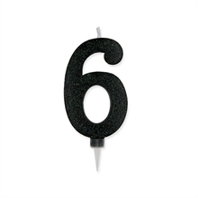 CANDELINA NUMERO 6 MAX CERA SWEETY NERO GLITTER
