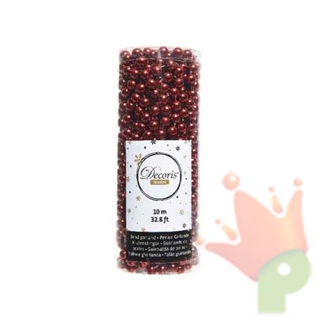 GHIRLANDA DI PERLE IN PLASTICA 10 MT ROSSO