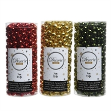 GHIRLANDA DI PERLE IN PLASTICA 7 MT VERDE-ORO-ROSSO