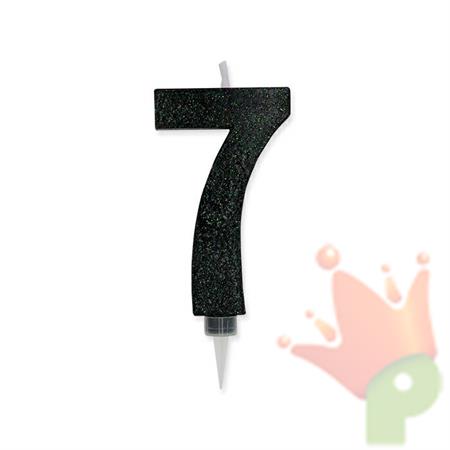 CANDELINA NUMERO 7 MAX CERA SWEETY NERO GLITTER
