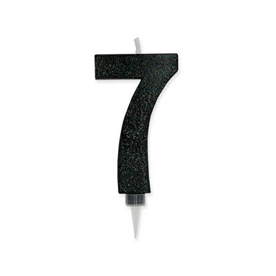 CANDELINA NUMERO 7 MAX CERA SWEETY NERO GLITTER