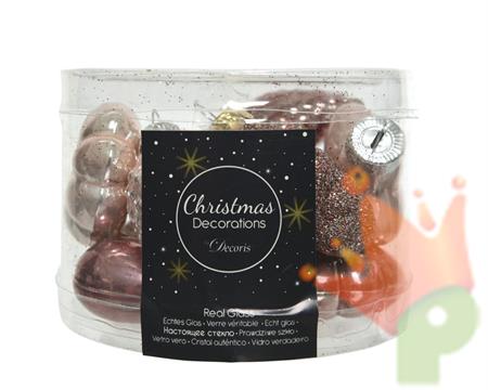 FORME STELLA CUORE E PIGNE PER ALBERO ROSA 12 PZ