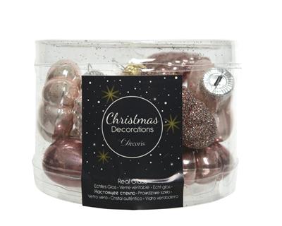 FORME STELLA CUORE E PIGNE PER ALBERO ROSA 12 PZ