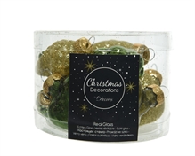 FORME STELLA CUORE E PIGNE PER ALBERO ORO - VERDE 12 PZ