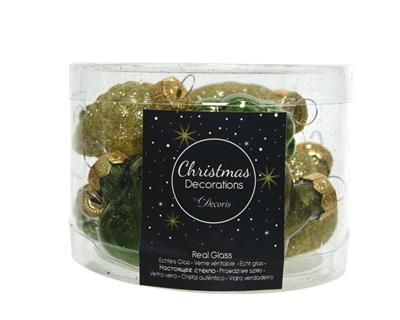 FORME STELLA CUORE E PIGNE PER ALBERO ORO - VERDE 12 PZ