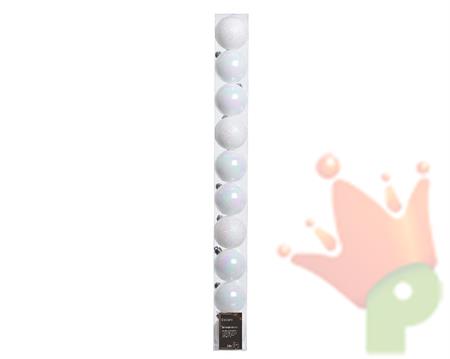 PALLINE DI NATALE BIANCO IRIDESCENTE 6 CM CONFEZIONE 10 PZ