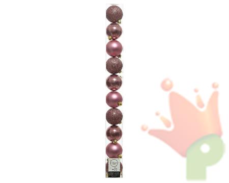 PALLINE DI NATALE ROSA ANTICO 6 CM CONFEZIONE 10 PZ