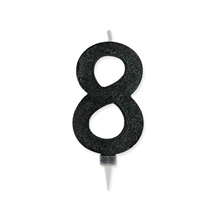 CANDELINA NUMERO 8 MAX CERA SWEETY NERO GLITTER