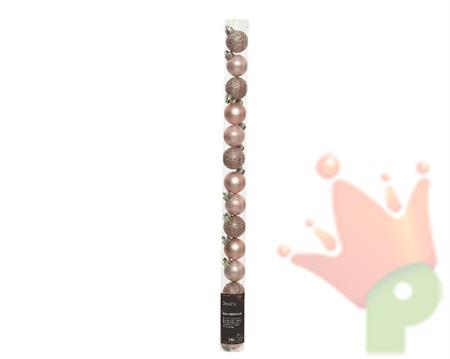 PALLINE DI NATALE ROSA CIPRIA 3 CM CONFEZIONE 14 PZ