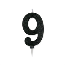 CANDELINA NUMERO 9 MAX CERA SWEETY NERO GLITTER