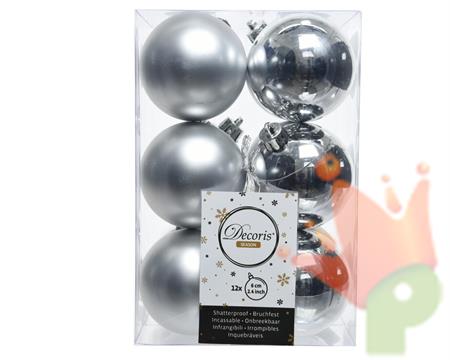 PALLINE DI NATALE ARGENTO 6 CM CONFEZIONE 12 PZ