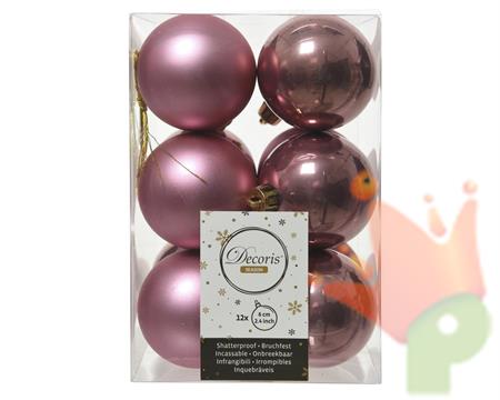 PALLINE DI NATALE ROSA VELVET 6 CM CONFEZIONE 12 PZ