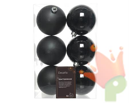 PALLINE DI NATALE NERE 8 CM CONFEZIONE 6 PZ