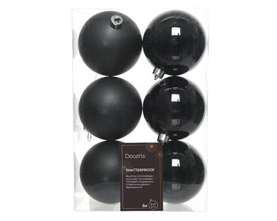 PALLINE DI NATALE NERE 8 CM CONFEZIONE 6 PZ
