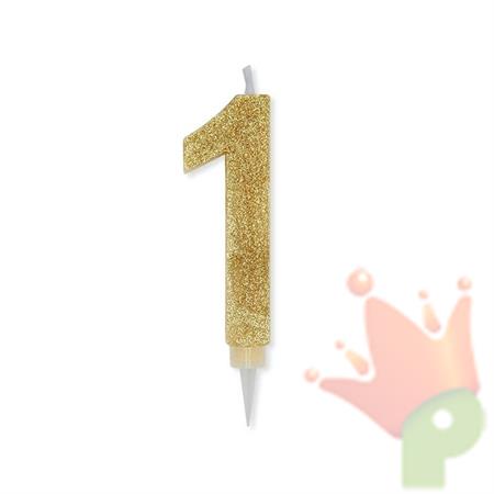 CANDELINA NUMERO 0 MAX DI CERA SWEETY ORO GLITTER 9CM