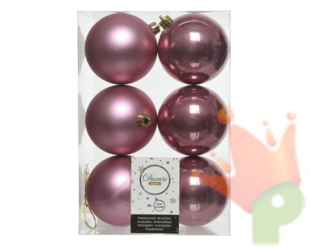 PALLINE DI NATALE ROSA VELVET 8 CM CONFEZIONE 6 PZ