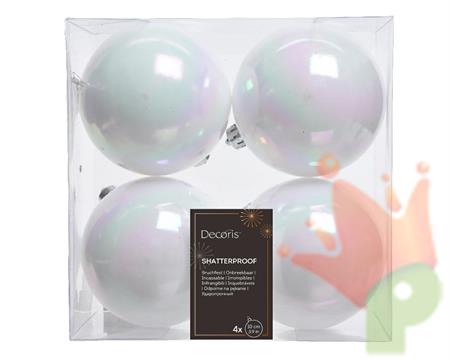PALLINE DI NATALE BIANCO IRIDESCENTE 10 CM CONFEZIONE 4 PZ