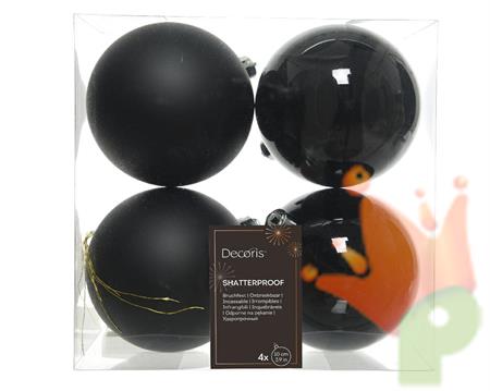 PALLINE DI NATALE NERA 10 CM 4 PZ