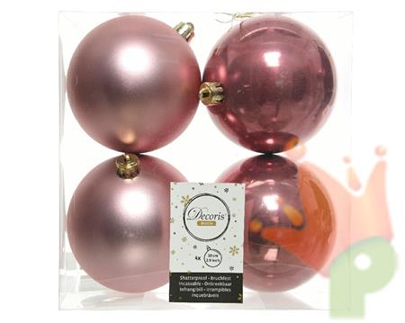 PALLINE DI NATALE ROSA VELVET 10 CM CONFEZIONE 4 PZ