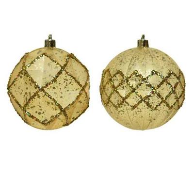 PALLINA DI NATALE ORO 2 DECORAZIONI ASSORTITE 8 CM