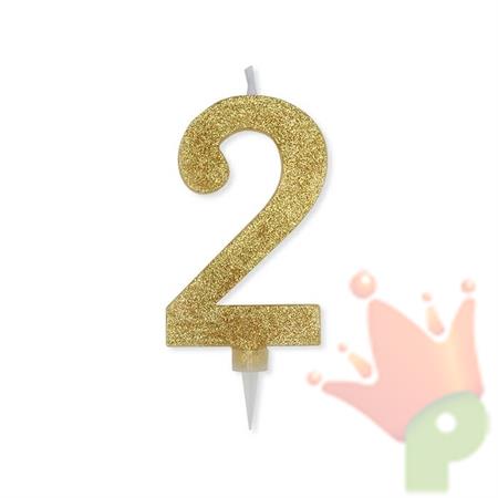CANDELINA NUMERO 2 MAX CERA SWEETY ORO GLITTER