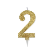 CANDELINA NUMERO 2 MAX CERA SWEETY ORO GLITTER