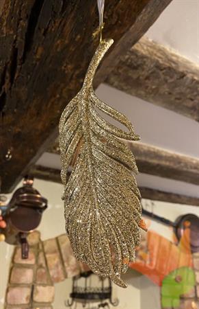 PENDENTE FOGLIA ORO GLITTERATA