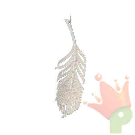 PENDENTE FOGLIA BIANCO GLITTERATO