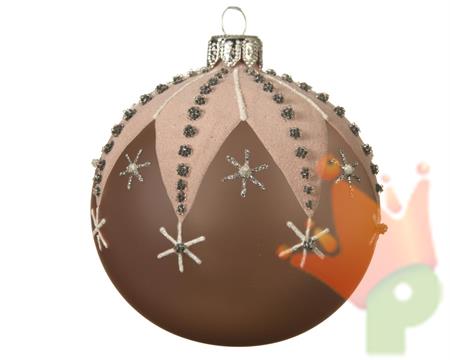 PALLINA DI NATALE ROSA DECORATA CON STRASS 8 CM