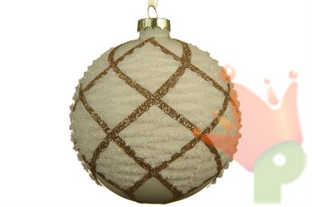 PALLINA DI NATALE AVORIO E ORO 10 CM