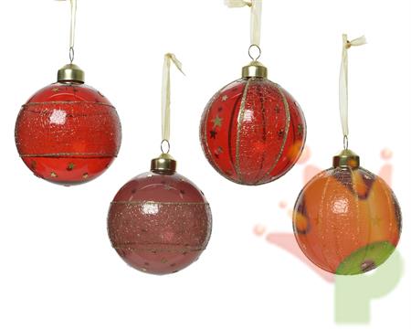 PALLINA DI NATALE ROSSA CON DECORAZIONE 4 ASS