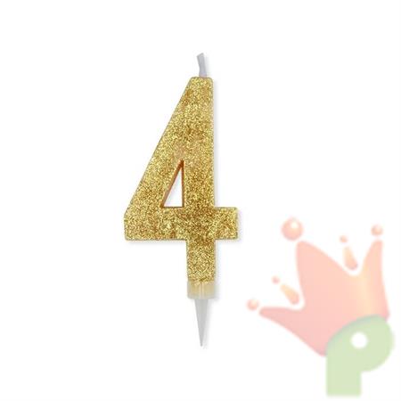 CANDELINA NUMERO 4 MAX CERA SWEETY ORO GLITTER