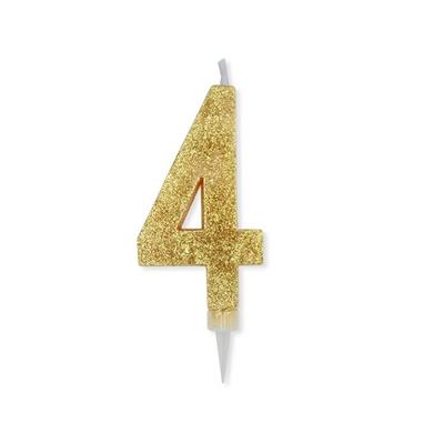 CANDELINA NUMERO 4 MAX CERA SWEETY ORO GLITTER