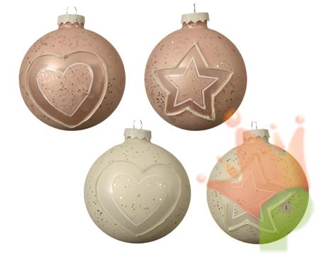 PALLINA DI NATALE BIANCA E ROSA DECORATA 8 CM