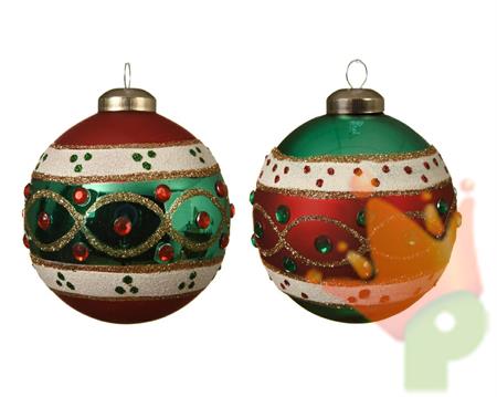 PALLINA DI NATALE ROSSO VERDE 2 DECORI ASSORTITI 8 CM