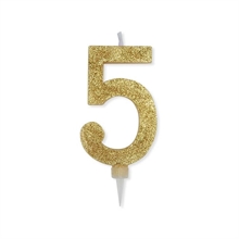 CANDELINA NUMERO 5 MAX DI CERA SWEETY ORO GLITTER