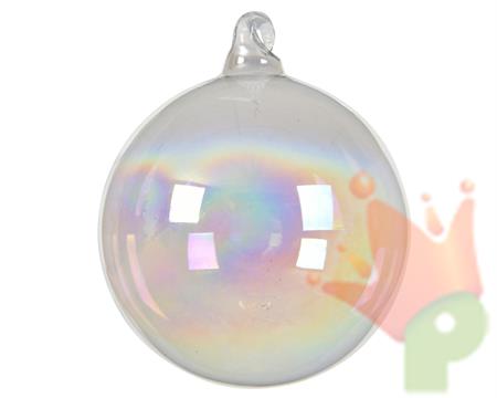 PALLINA DI NATALE TRASPARENTE IRIDESCENTE PER ALBERO 8 CM