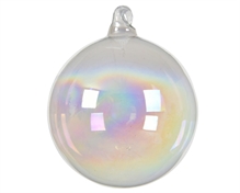 PALLINA DI NATALE TRASPARENTE IRIDESCENTE PER ALBERO 8 CM