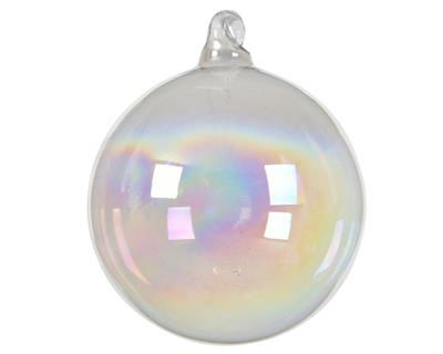 PALLINA DI NATALE TRASPARENTE IRIDESCENTE PER ALBERO 8 CM