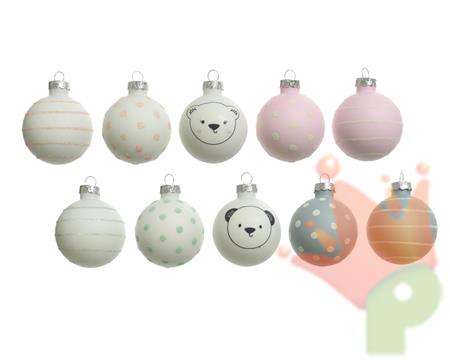 PALLINE DI NATALE BABY ASSORTITE CON ORSETTO 5 CM