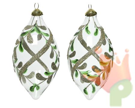 PALLINA DI NATALE IN VETRO DECORATA ORO E VERDE