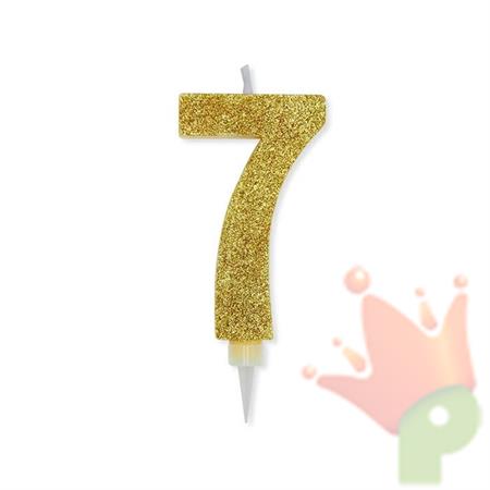 CANDELINA NUMERO 7 MAX DI CERA SWEETY ORO GLITTER