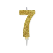 CANDELINA NUMERO 7 MAX DI CERA SWEETY ORO GLITTER
