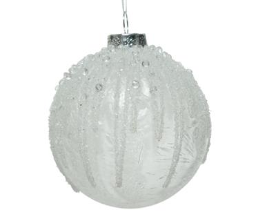 PALLINA BIANCA EFFETTO GHIACCIATA 8 CM PER ALBERON ASSORTITA