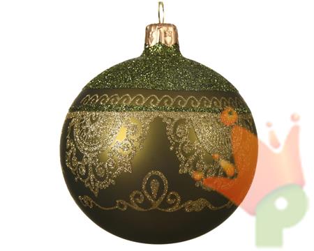 PALLINA VERDE CON DECO ORO 8 CM